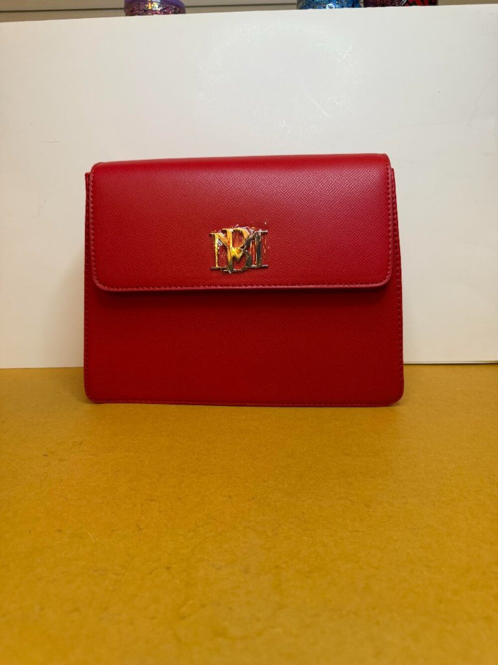 Badgley Mischka Red vegan Leather with Chain and Vegan Strap